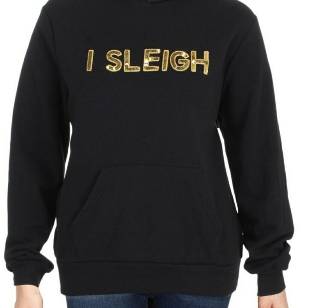 Bow&drape hoodie with shiny sign. M. NWT